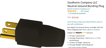 Neutral Ground Bonding Plug