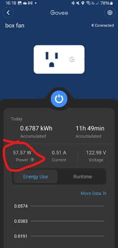 2b boxfan power consumption when AC200L charger NOT connected to grid