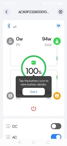 new app battery pack SOC