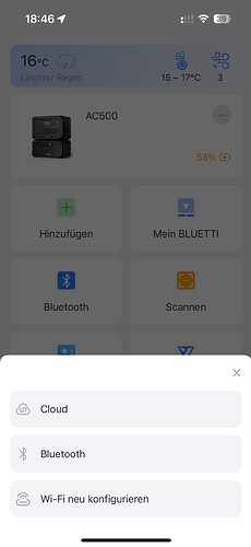 Zum Firmware Update am Hauptmenü auf Bluetooth umschalten